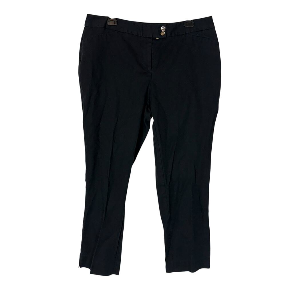 Valerie Stevens Dress Pants Womens 14 Black Cotton Stretch Ankle Slit Formal